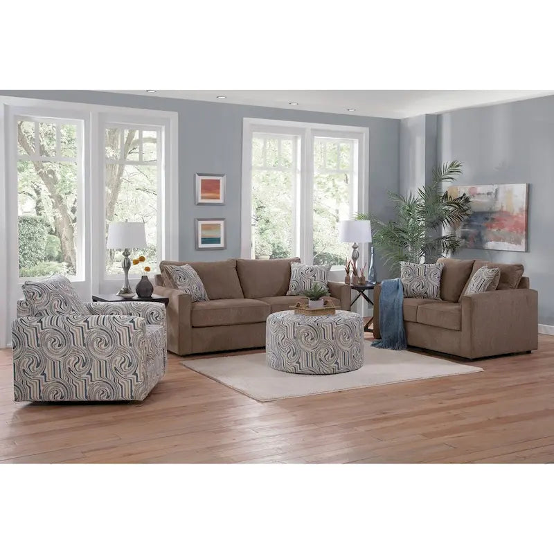 Chenille Sleeper Sofa with Pullout Bed and 2 Throw Pillows