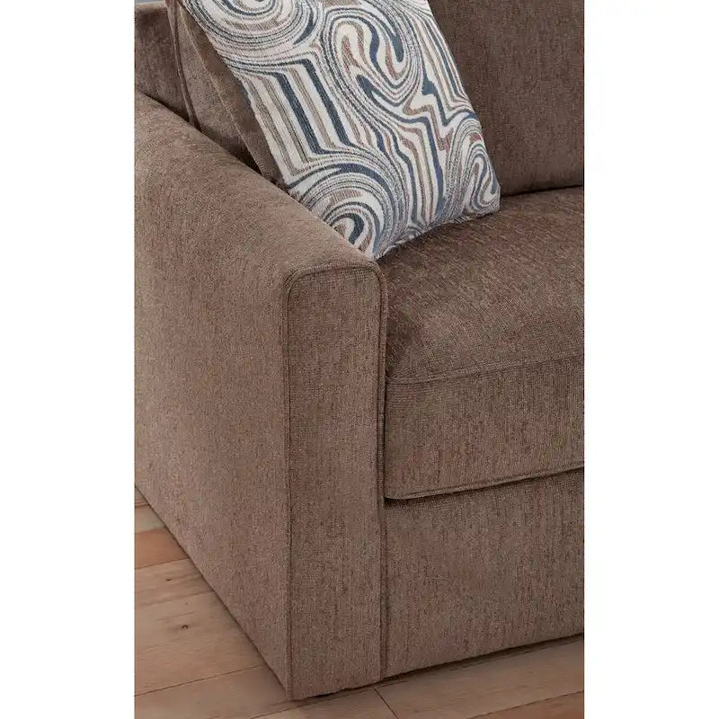 Chenille Sleeper Sofa with Pullout Bed and 2 Throw Pillows