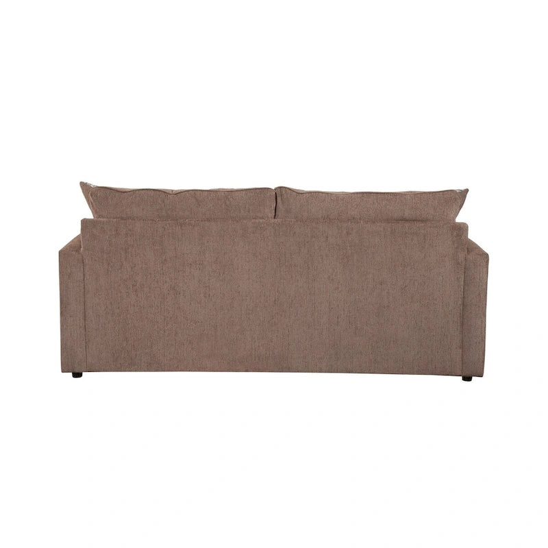 Chenille Sleeper Sofa with Pullout Bed and 2 Throw Pillows