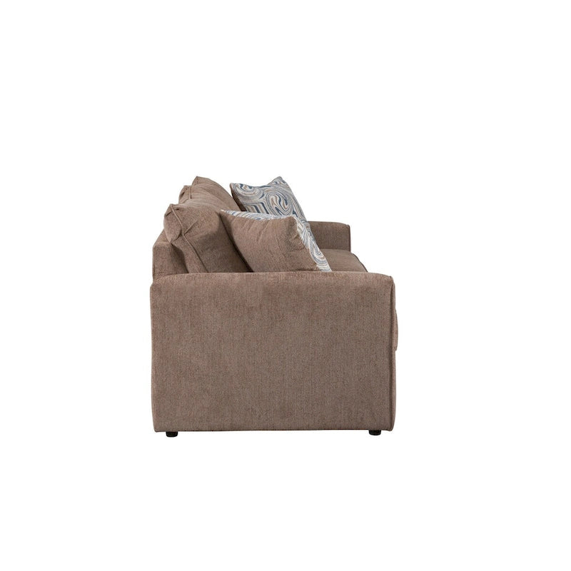 Chenille Sleeper Sofa with Pullout Bed and 2 Throw Pillows