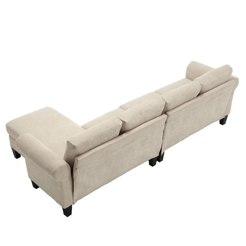 Convertible Sectional Sofa with Storage Ottoman, L-Shaped Couch, Beige, Modern Design